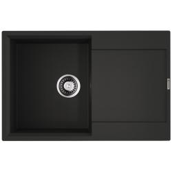 Мойка кухонная Omoikiri Daisen 78T-BL, 51х78 см, врезная, из искусственного гранита (Tetogranit), прямоугольная, цвет черный, без отверстия под смеситель, с крылом, оборачиваемая, слив-перелив, врезная в столещницу, для кухни