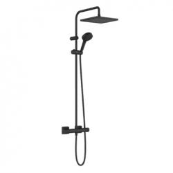 Душевая система Hansgrohe HG Vernis Shape Showerpipe 240, для душа, высота 112,4 см, цвет черный матовый, комплект: термостат для душа Showerpipe/верхний душ квадратный/штанга /ручной душ с переключением типов струй/держатель/шланг