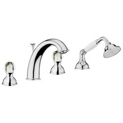 Смеситель для ванны/душа Webert Karenina двухвентильный, на борт ванны, излив 190 мм, неповоротный, латунь, цвет хром