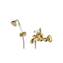 Смеситель для ванны/душа Bravat Art, настенный, однорычажный, неповоротный, длина 170 мм, керамический, латунь, цвет бронза