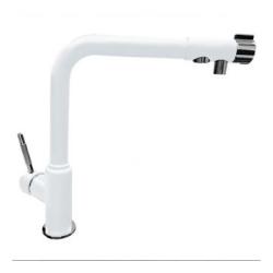 Смеситель для кухни/мойки GranFest, с подключением фильтра для питьевой воды, однорычажный, керамический картридж, высокий, с поворотным изливом, длина 266 мм, латунь, цвет иней