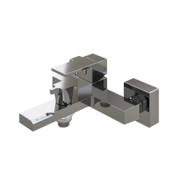 Смеситель для ванны/душа Knotlor Stable, однорычажный, настенный, керамический, неповоротный, длина излива 193 мм, латунь, цвет хром