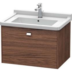 Тумба под раковину Duravit Brioso, 67х46,9х45,2 см, подвесная, 1 выдвижной ящик, ДСП, цвет: орех темный/хром, шкафчик навесной, механизм доводчика, прямоугольная, правая/левая, в ванную комнату