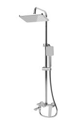 Душевая система Knotlor Muse, высота 1350 мм, цвет хром, комплект: однорычажный смеситель/излив/тропический душ (с верхней лейкой)/стойка/лейка/шланг, наружного монтажа
