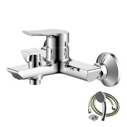 Смеситель для ванны/душа Olives SEVILLA однорычажный, керамический картридж, настенный, излив неповоротный 46 мм, латунь, цвет хром