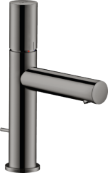 Смеситель для раковины/умывальника Axor Uno 110, однорычажный, с рукояткой zero, фиксированный излив, длина излива 12,3 см, керамический, латунь, цвет полированный черный хром, со сливным гарнитуром