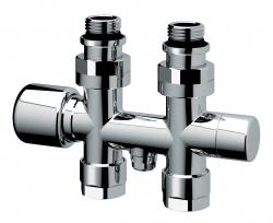 Узел Н-образный TopFAR для одно-и двухтрубных систем с термостатическим и запорным клапанами, прямой, М24х19 х 1/2"НР, EPDM, серебро