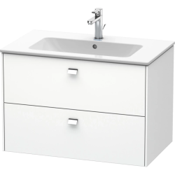 Тумба под раковину Duravit Brioso, 82х47,9x55,3 см, подвесная, 2 выдвижных ящика, ДСП, цвет: белый матовый/хром, шкафчик навесной, механизм доводчика, прямоугольная, правая/левая, в ванную комнату