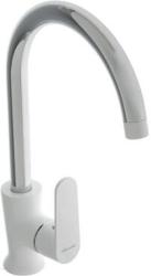 Смеситель для кухни/мойки Accoona, однорычажный, поворотный, керамический, длина излива 183 мм, цинк, цвет белый