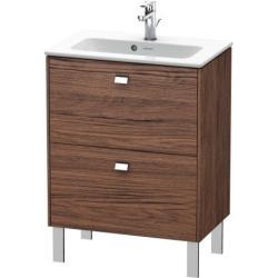 Тумба под раковину Duravit Brioso, 62х38,9х68,3 см, напольная, цвет: орех темный/хром, 2 выдвижных ящика, ДСП, прямоугольная, левая/правая, в ванную комнату