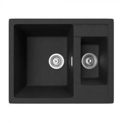 Мойка TopZero серия TopGran, 500х615 см, 1,5 чаши, врезная, из гранита, прямоугольная, цвет Cosmos, отверстие под смеситель, слив-перелив, для кухни