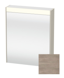 Зеркальный шкаф Duravit Brioso, 62х76х14,8 см, подвесной, цвет: сосна серебристая, зеркало с подсветкой LED/ЛЭД, выключатель/розетка, с 1 распашной дверцей/одностворчатый, 2 стеклянные полки, прямоугольный, правый