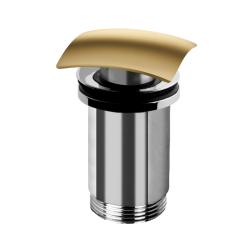 Донный клапан Cezares Porta 1 1/4"с переливом, цвет золото, click/clack, 84х68 мм латунь, для раковины/умывальника