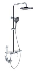 Душевая система Olive's Kabrera настенная, цвет хром, комплект: однорычажный смеситель/излив/гигиенический душ/тропический душ (с верхней лейкой)/штанга/лейка/шланг, латунь, наружного монтажа