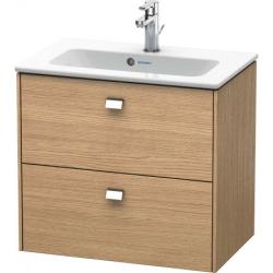 Тумба под раковину Duravit Brioso, 62х38,9x55,3 см, подвесная, 2 выдвижных ящика, ДСП, цвет: дуб европейский/хром, шкафчик навесной, механизм доводчика, прямоугольная, правая/левая, в ванную комнату