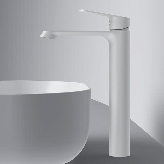 Смеситель для раковины/умывальника AM.PM Func, однорычажный, неповоротный, керамический, высокий, длина излива 170 мм, латунь, цвет белый