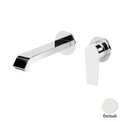 Смеситель для раковины Cezares Nautic, встраиваемый, однорычажный, длина излива 209 мм, неповоротный, керамический, латунь, цвет белый матовый, с донным клапаном, внутренний/скрытый монтаж