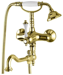 Смеситель для ванны/душа Cezares Margot, настенный, однорычажный, поворотный, длина 295 мм, керамический, латунь, цвет золото 24 карат