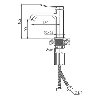 Смеситель для раковины/умывальника Splenka S31.10.06 однорычажный, неповоротный, фиксированный излив, длина 130 мм, высота 90 мм, латунь, цвет черный