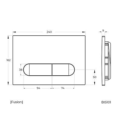 Кнопка смыва Knotlor Fusion, цвет вороненая сталь, размер 240 х 162 х 9 мм, клавиша управления для сливного бачка, инсталляции, два режима слива, механическая, панель