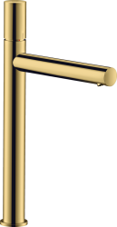 Смеситель для раковины/умывальника Axor Uno 260, однорычажный, с рукояткой zero, фиксированный излив, длина излива 19,8 см, керамический, латунь, цвет полированное золото, с незапираемым сливным набором