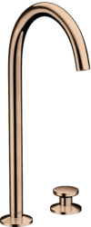 Смеситель для раковины Axor One Select 260, на 2 отверстия, однорычажный, поворотный излив, длина излива 16,5 см, керамический, латунь, цвет: полированное красное золото, со сливным клапаном Push-Open