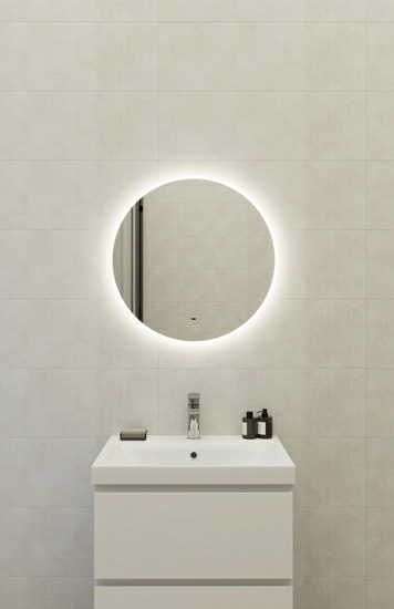 Зеркало Cersanit ECLIPSE Fusion 62x62х2,9 с подсветкой круглое, ударопрочный пластик, подвесной, для ванны, LED/ЛЕД-подсветкой, навесное/подвесное/настенное