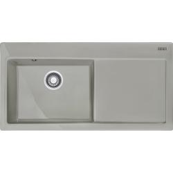 Мойка кухонная Franke MYTHOS MTK 611-100, 100х51 см, врезная, керамическая (Fraceram®), прямоугольная, цвет жемчужно-серый, без отверстия под смеситель, с крылом, левосторонняя, чаша слева