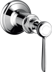 Вентиль Axor Montreux запорный, с рычаговой рукояткой, скрытого монтажа, настенный, круглый, латунь, цвет: хром, керамический, встраеваемый/встроенный, для встраиваемых систем, для ванны/душа