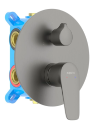 Смеситель для ванны/душа Aquatek Бетта настенный, однорычажный, встраиваемый, 2 режима, без излива, латунь, цвет оружейная сталь
