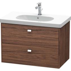 Тумба под раковину Duravit Brioso, 82х46,9х56,3 см, подвесная, 2 выдвижных ящика, ДСП, цвет: орех темный/хром, шкафчик навесной, механизм доводчика, прямоугольная, правая/левая, для раковины D-Code, в ванную комнату
