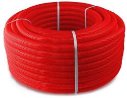 Труба гофрированная РОСТерм ПНД 32 мм цвет красный (под 20 трубу) гофра, бухта 100 м.