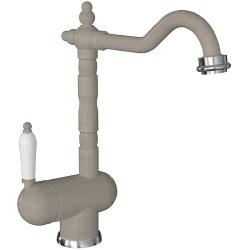 Смеситель для кухни Florentina Ода, однорычажный, поворотный, керамический, с высоким изливом Г-образной формы, высота излива 25,5 см, латунь, цвет песочный