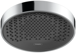 Верхний душ Hansgrohe Rainfinity 360 1jet, настенный/потолочный монтаж, круглый, с 1 режимом: PowderRain, размер 36 см, алюминий, цвет хром/графит