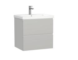 Тумба под раковину Cersanit MODUO 60 для MODUO 60, подвесная, цвет серый туман, 2 выдвижных ящика, прямоугольная