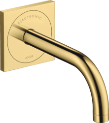 Смеситель для раковины AXOR Uno², электронный, сенсорный, инфракрасный, настенный/скрытый монтаж, фиксированный излив, длина 16,5 см, латунь, цвет полированное золото, питание от сети 230V
