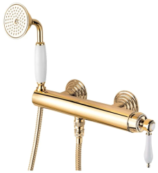 Смеситель для душа Cezares Aphrodite, настенный, однорычажный, без излива, керамический, латунь, цвет золото 24 карат
