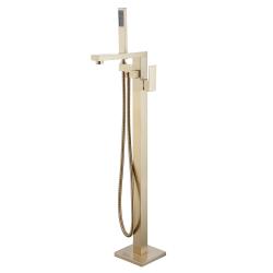 Смеситель для ванны/душа ABBER Daheim напольный, однорычажный, неповоротный, длина излива 220 мм, латунь, цвет золотой матовый