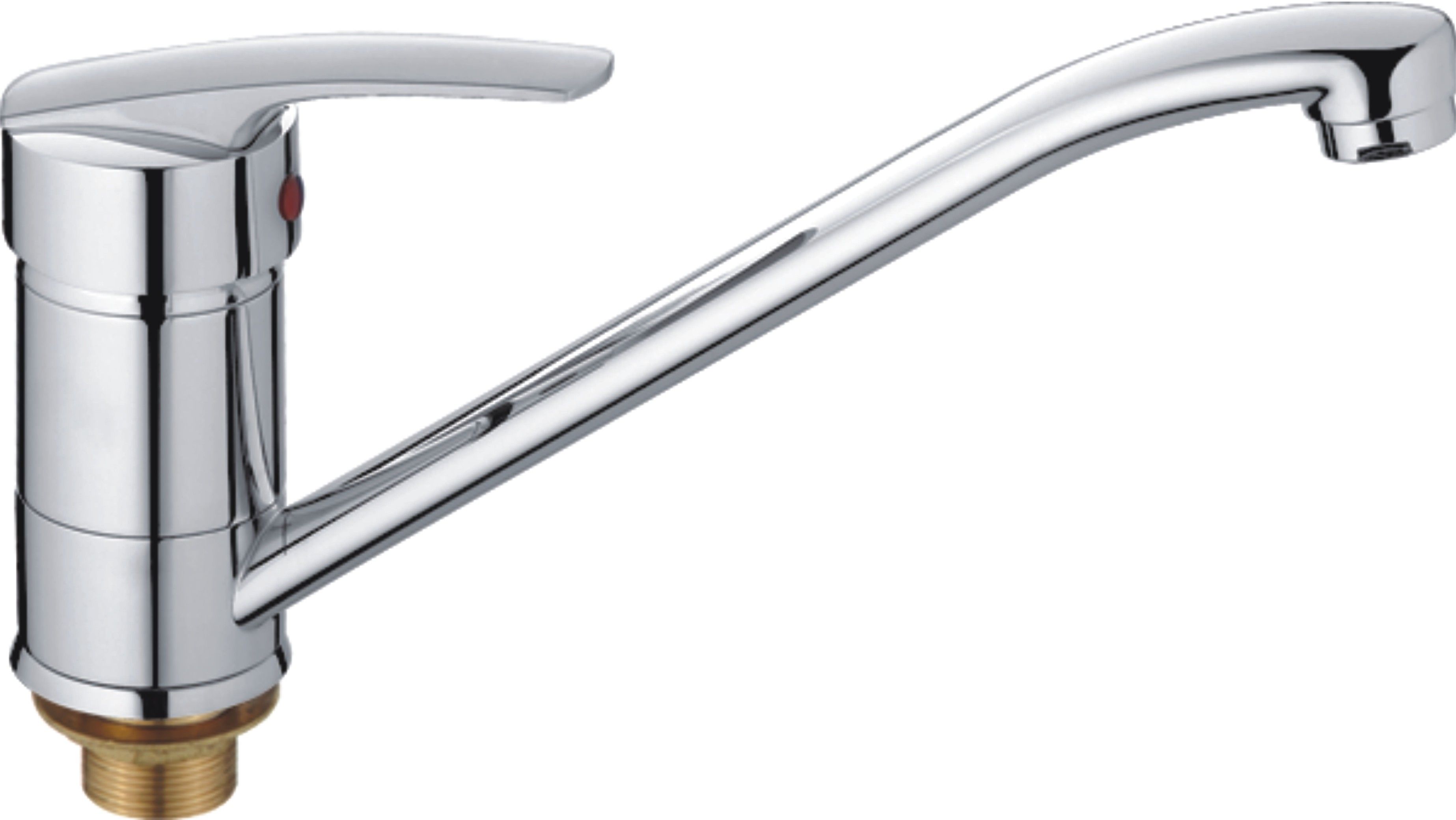 Смеситель для кухни/мойки HAIBA однозахватный, поворотный, латунный, с длинным изливом, длина 234 мм, латунь, цвет хром