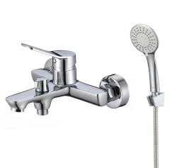 Смеситель для ванны/душа Milardo Enjoy, настенный, однорычажный, неповоротный, длина 155 мм, керамический, латунь, цвет хром