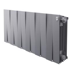 Радиатор отопления Royal Thermo PianoForte 300 Silver Satin (12 секций) биметаллический, боковое подключение, для квартиры, дома, водяные, мощность 1392 Вт, настенный, серебристый