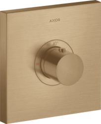 Смеситель для душа Axor ShowerSelect HighFlow, термостатический, скрытого монтажа, 1 потребитель, настенный, без излива/шланга/лейки, квадратный, латунный, цвет шлифованная бронза, с термостатом