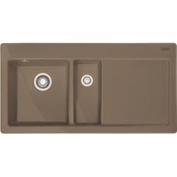 Мойка кухонная Franke MYTHOS MTK 651-100, две чаши, 100х51 см, врезная, керамическая (Fraceram®), прямоугольная, цвет миндаль, без отверстия под смеситель, с крылом, левосторонняя, чаша слева