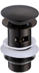 Донный клапан Aquatek AQ6001MB с переливом, цвет матовый черный, click/clack, 66х110 мм нержавеющая сталь, для раковины/умывальника