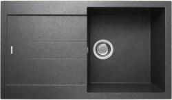 Мойка кухонная Longran Amanda, 86х50х21 см, врезная, искусственный гранит, прямоугольная, цвет лава, без отверстия под смеситель, с крылом, слив-перелив, врезная в столещницу, для кухни