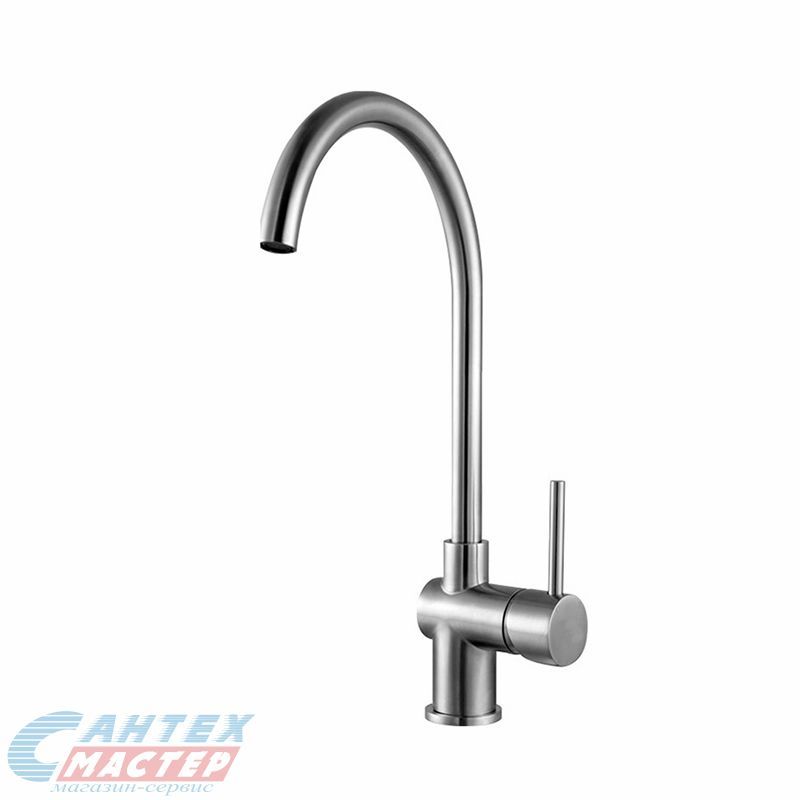 Смеситель для кухни/мойки Iddis Kitchen однорычажный, керамический, с изливом, латунь, цвет хром, кухонный, хромированный, вертикальный, однорукий, одноручный, однозахватный, одноручковые, кран, комплект, сантехника, водопроводные, размер