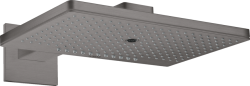 Верхний душ AXOR ShowerSolutions 460/300 3jet, с держателем, с квадратной розеткой, настенный монтаж, прямоугольный, с 3 режимами, размер 46,6х30 см, металлический, цвет: шлифованный черный хром, для душа/ванной