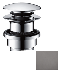 Донный клапан Axor push-open, для раковины и биде, клик-клак, латунный, круглый, с переливом, цвет: шлифованный черный хром, автоматический, классический/стандартный