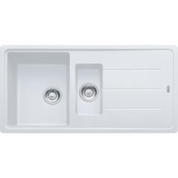 Мойка кухонная Franke BASIS BFG 651, две чаши, 97х50 см, врезная, искусственный гранит (Fragranite+), прямоугольная, цвет белый, без отверстия под смеситель, с крылом, оборачиваемая