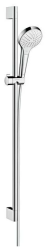 Душевой гарнитур Hansgrohe Croma Select S Vario EcoSmart Unica, высота 90 см, комплект: ручной душ/душевая штанга/шланг для душа/ползунок, пластиковый, цвет хром/белый, наружного монтажа, настенный, для душа/ванной
